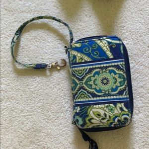 Vera Bradley Green and Blue Patterned Wristlet